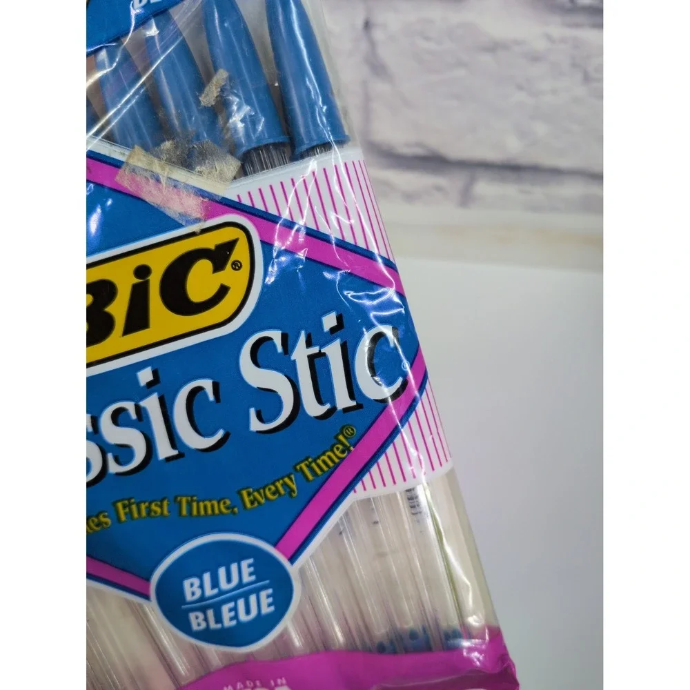 VNTG SEALED NEW 1994🚨Bic Classic Stic Medium Pens Blue Pack With 10 Made In USA